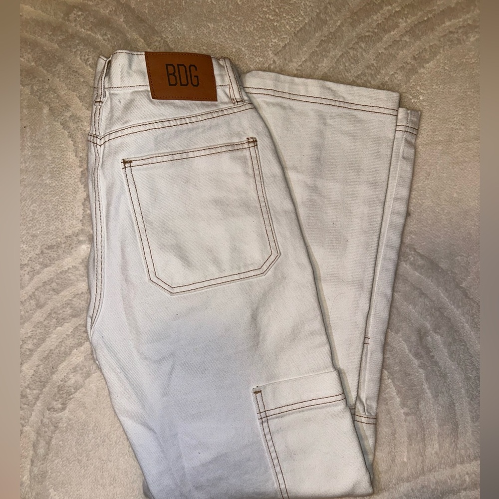 White cargo jeans